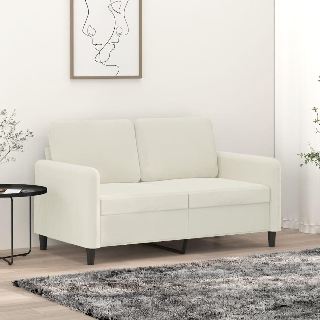 2-personers sofa 120 cm velour cremefarvet billede