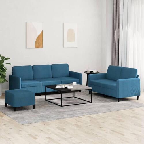 3 personers sofa velour blå