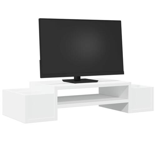 Skærmholder med opbevaring 70x27x15 cm konstrueret træ hvid