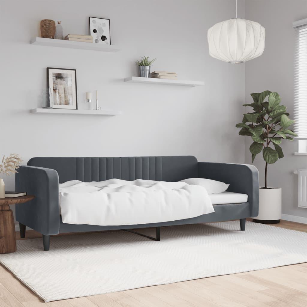 Daybed 90x200 cm velour mørkegrå billede