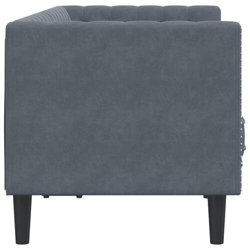 2-personers Chesterfield-sofa med bolsterpuder fløjl mørkegrå