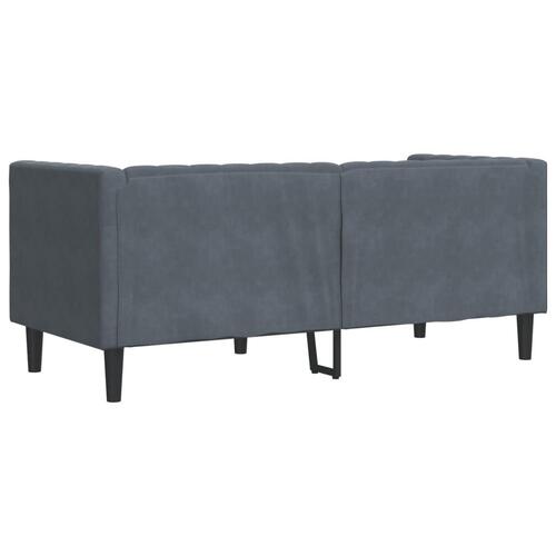 2-personers Chesterfield-sofa med bolsterpuder fløjl mørkegrå