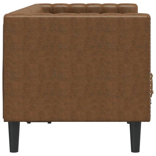 2-personers Chesterfield-sofa m. puder imiteret ruskind brun