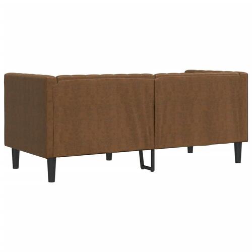 2-personers Chesterfield-sofa m. puder imiteret ruskind brun