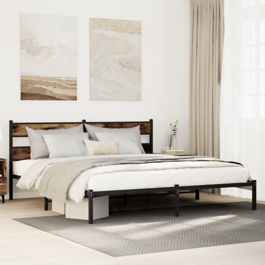 Sengeramme uden madras 183x213 cm metal røget egetræsfarve billede