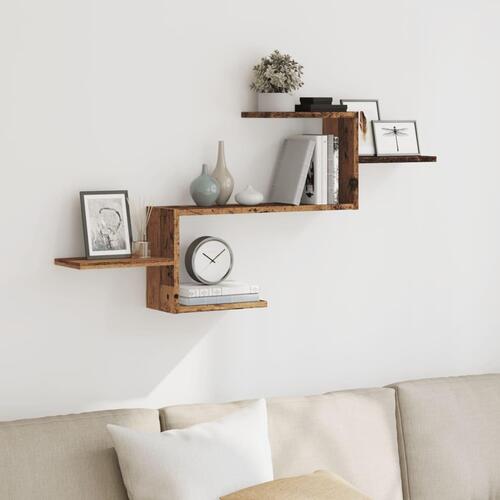 Væghængt 104x15x49 cm konstrueret træ gammelt træ-look