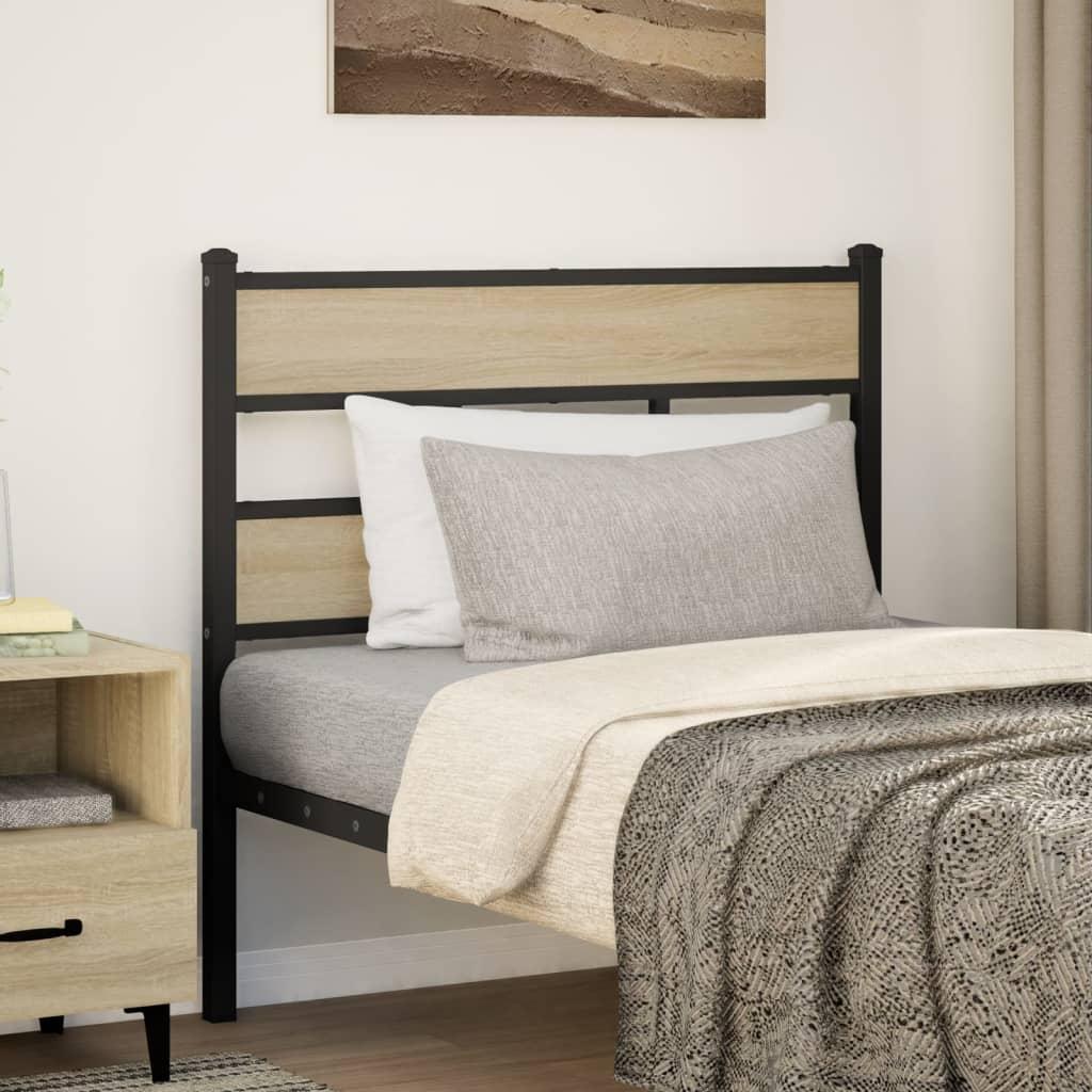 Sengegavl 75 cm jern og konstrueret træ sonoma-eg