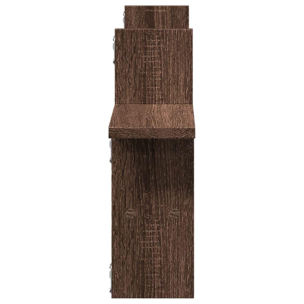 Væghylder 2 stk. 38x12x38 cm konstrueret træ brun egetræsfarve