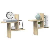 Væghængte hylder 2 stk. 38x12x38 cm konstrueret træ sonoma-eg