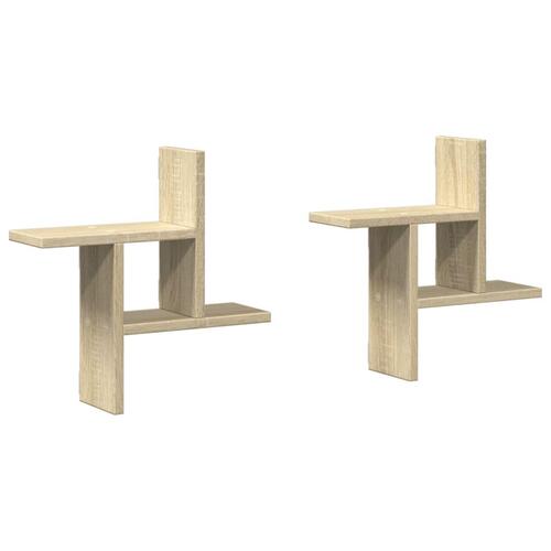 Væghængte hylder 2 stk. 38x12x38 cm konstrueret træ sonoma-eg