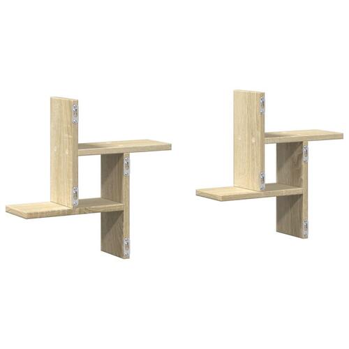 Væghængte hylder 2 stk. 38x12x38 cm konstrueret træ sonoma-eg