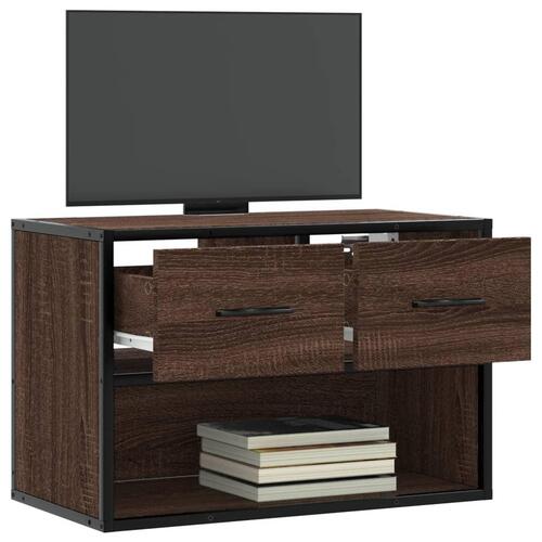Tv-bord 60x31x39,5 cm konstrueret træ og metal brunt eg