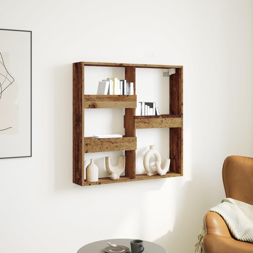 Vægskab 80x15x80 cm konstrueret træ gammelt træ-look