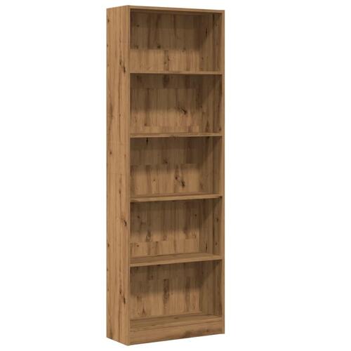Bogreol 60x24x176 cm konstrueret træ egetræsfarve