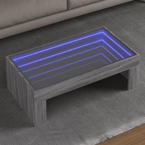 Sofabord med Infinity LED-lys 90x50x30 cm grå sonoma-eg