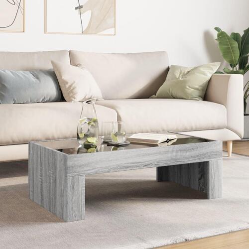 Sofabord med Infinity LED-lys 90x50x30 cm grå sonoma-eg