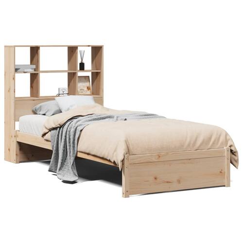 Seng med reol uden madras 75x190 cm massivt fyrretræ