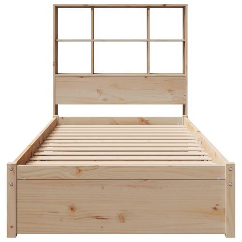 Seng med reol uden madras 75x190 cm massivt fyrretræ