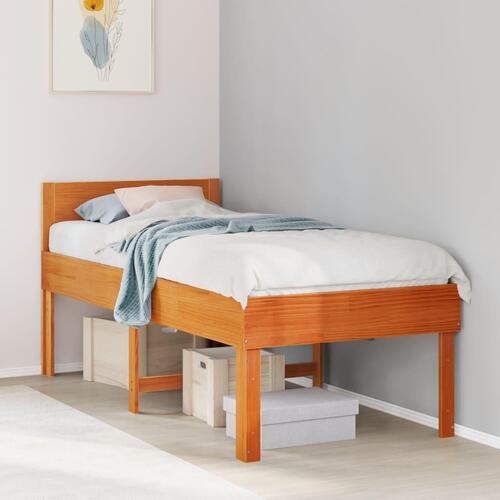 Sengeramme uden madras 90x200 cm massivt fyrretræ gyldenbrun