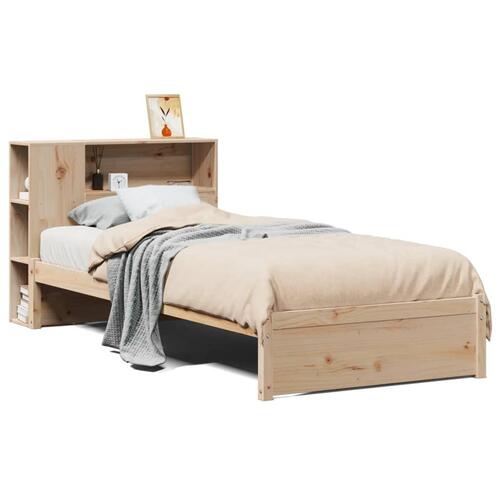 Seng med reol uden madras 100x200 cm massivt fyrretræ