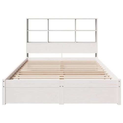 Seng med reol uden madras 140x200 cm massivt fyrretræ hvid