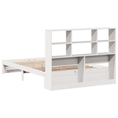 Seng med reol uden madras 140x200 cm massivt fyrretræ hvid
