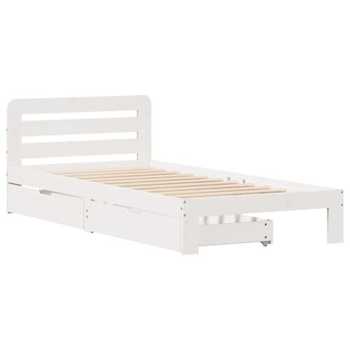 Sengeramme uden madras 90x200 cm massivt fyrretræ hvid