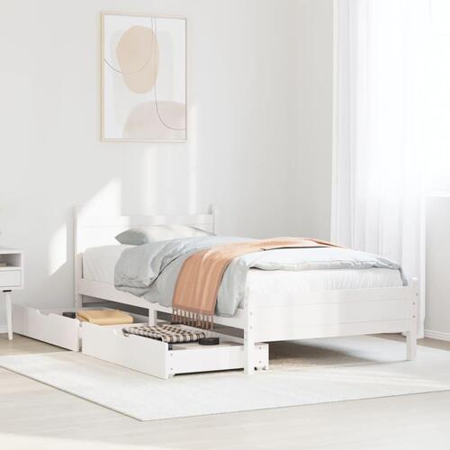 Sengeramme uden madras 90x190 cm massivt fyrretræ hvid