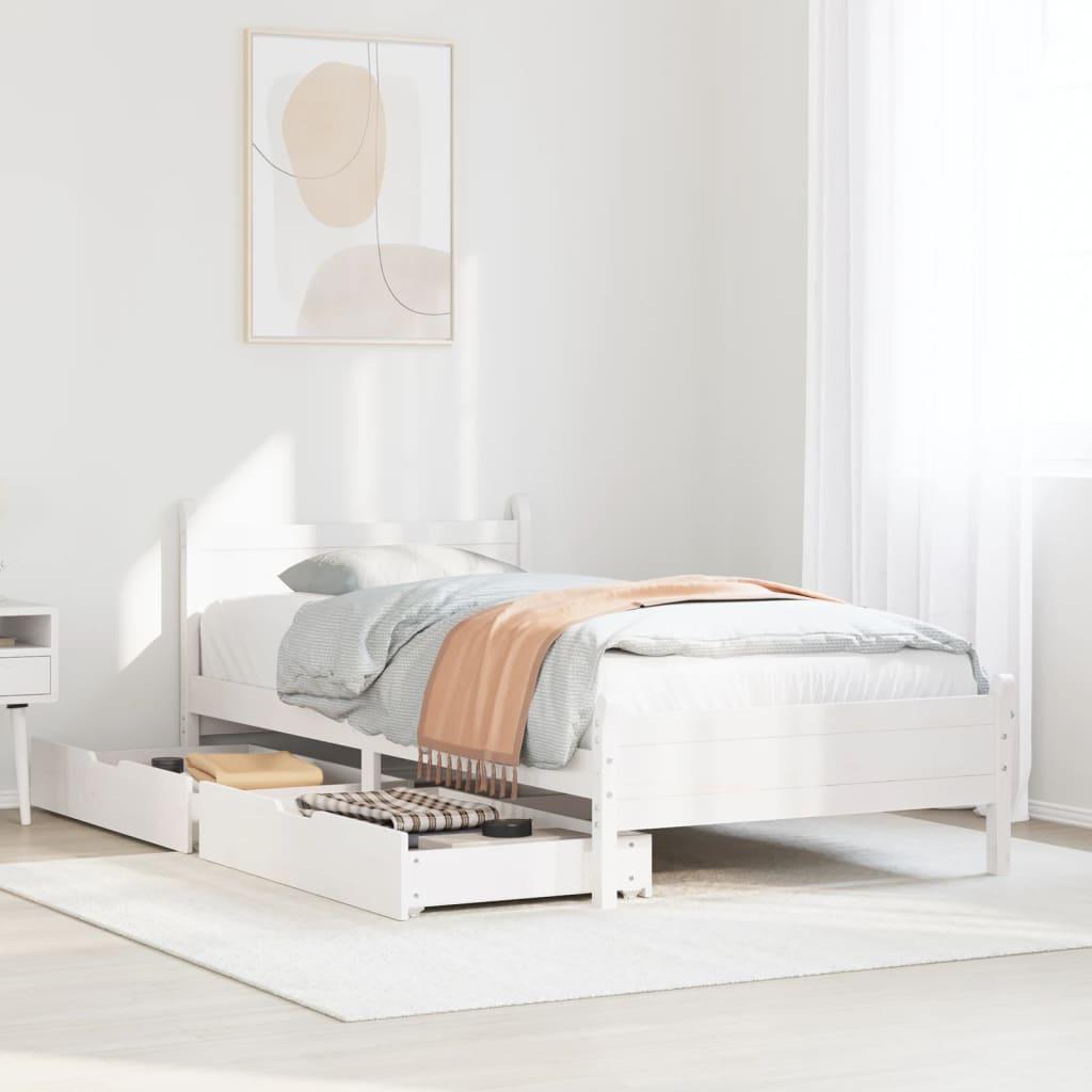Sengeramme uden madras 90x190 cm massivt fyrretræ hvid