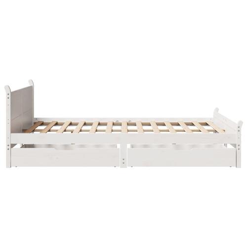 Sengeramme uden madras 140x200 cm massivt fyrretræ hvid