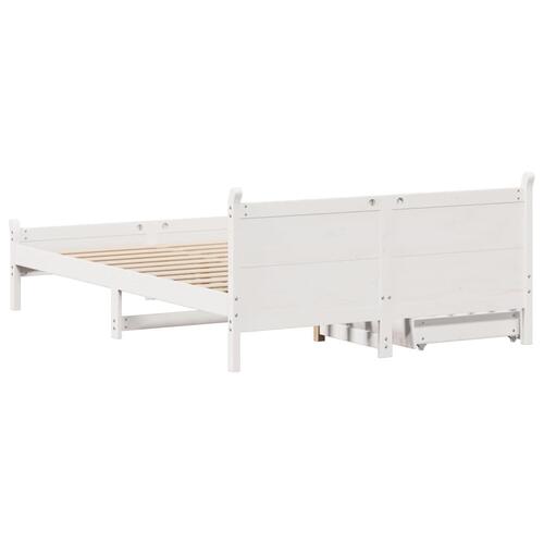 Sengeramme uden madras 140x200 cm massivt fyrretræ hvid
