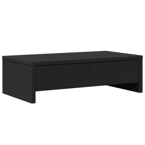 Skærmholder med skuffer 50x27x15 cm konstrueret træ sort
