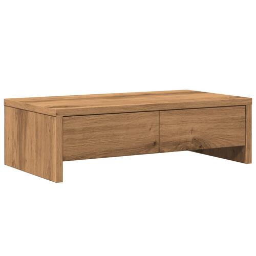 Skærmholder med skuffer 50x27x15 cm konstrueret træ kunsteg
