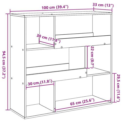 Bogreol/rumdeler 100x33x94,5 cm sort