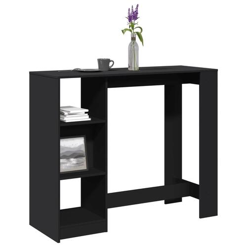 Barbord med hylde 124x46x103,5 cm konstrueret træ sort