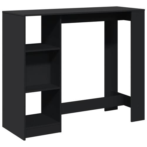 Barbord med hylde 124x46x103,5 cm konstrueret træ sort