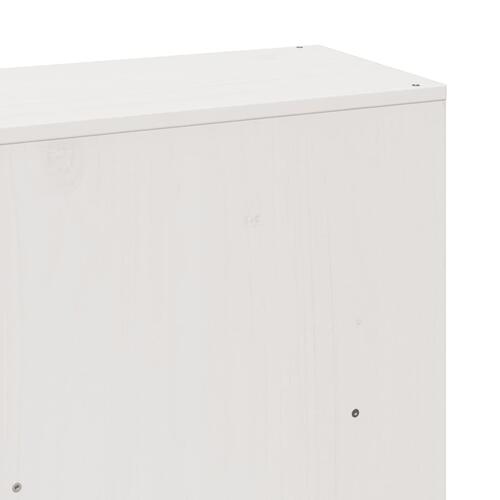 Seng med reol uden madras 200x200 cm massivt fyrretræ hvid