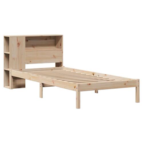 Seng med reol uden madras 90x190 cm massivt fyrretræ
