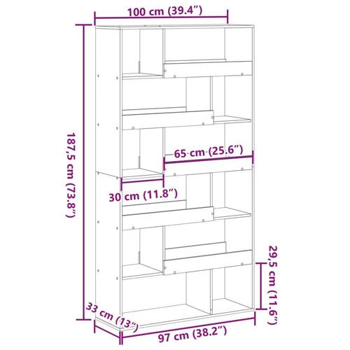 Rumdeler 100x33x187,5 cm konstrueret træ brun egetræsfarve