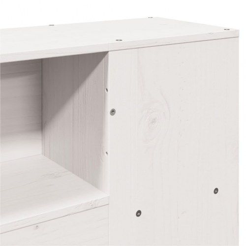 Seng med reol uden madras 140x190 cm massivt fyrretræ hvid