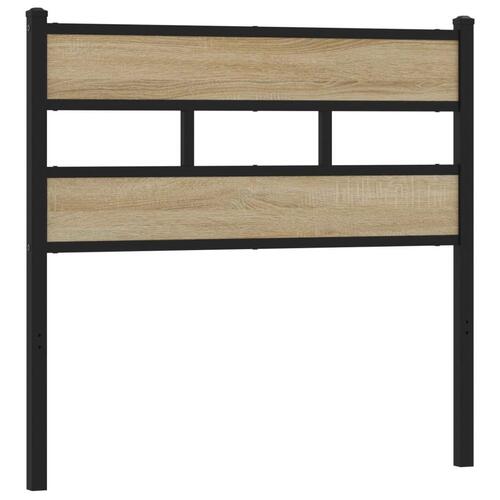 Sengegavl 80 cm jern og konstrueret træ sonoma-eg