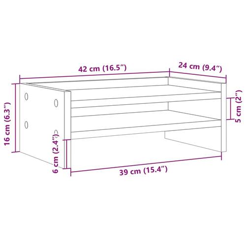 Skærmstander 42x24x16 cm konstrueret træ betongrå