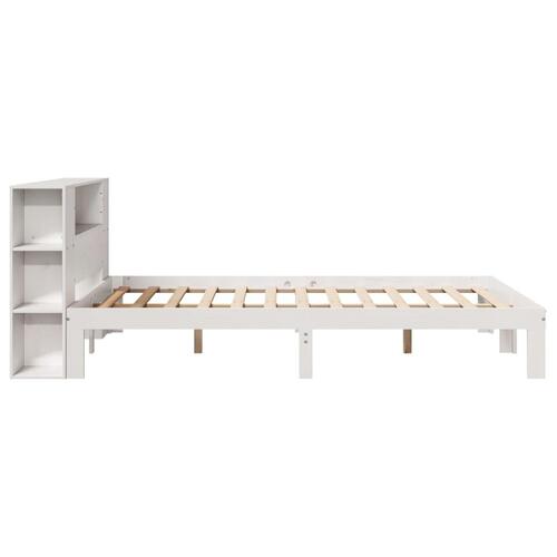 Seng med reol uden madras 120x190 cm massivt fyrretræ hvid