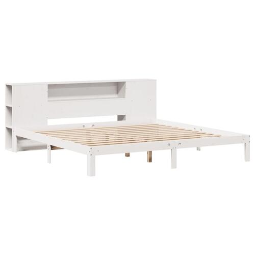 Seng med reol uden madras 180x200 cm massivt fyrretræ hvid