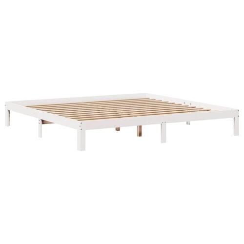 Seng med reol uden madras 180x200 cm massivt fyrretræ hvid