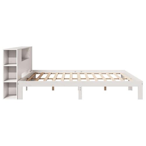 Seng med reol uden madras 180x200 cm massivt fyrretræ hvid
