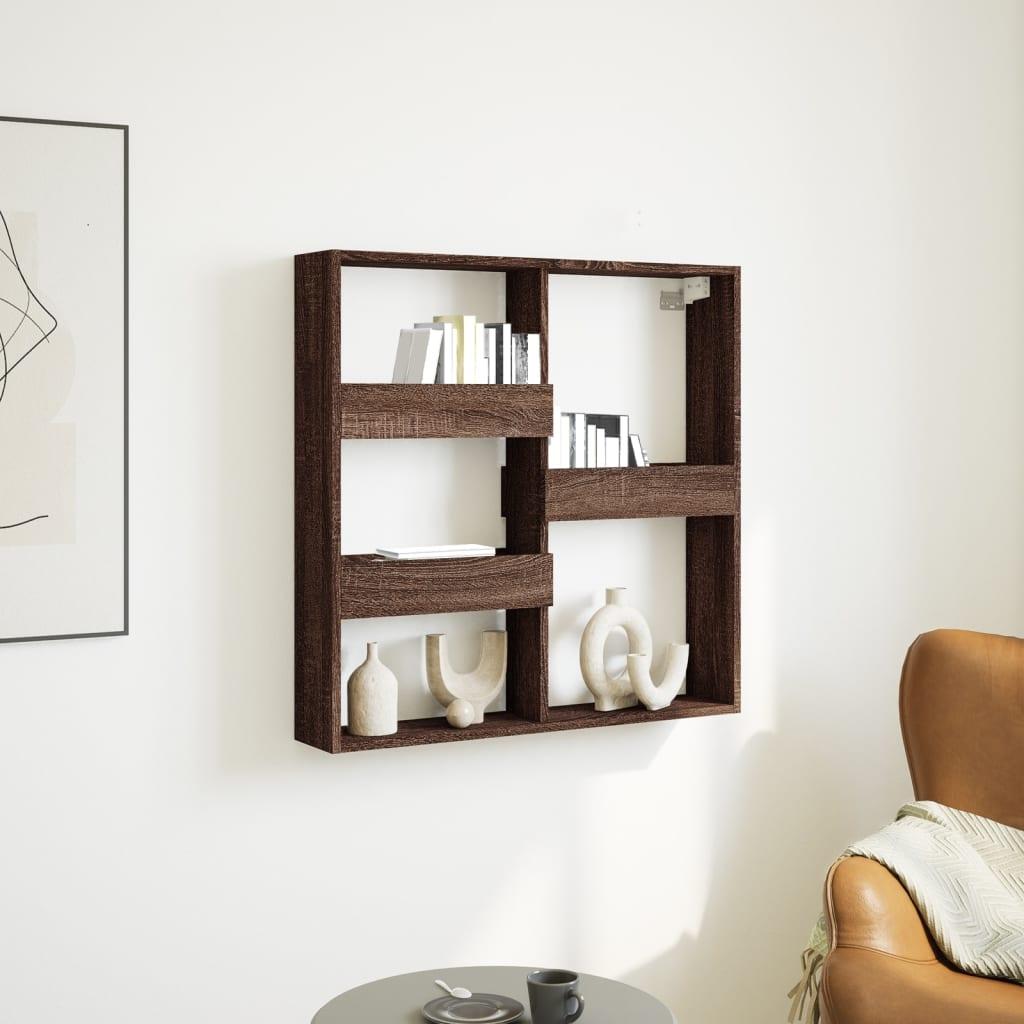 Vægskab 80x15x80 cm konstrueret træ brun egetræsfarve