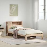 Seng med reol uden madras 75x190 cm massivt fyrretræ