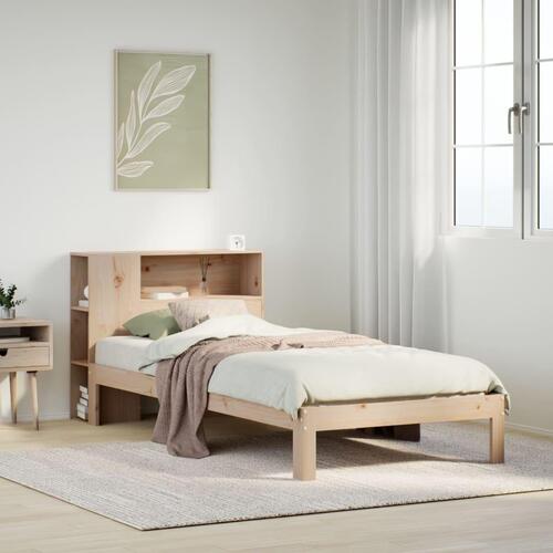 Seng med reol uden madras 75x190 cm massivt fyrretræ