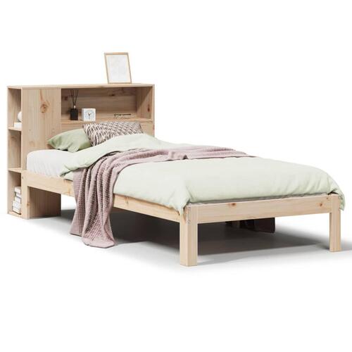 Seng med reol uden madras 75x190 cm massivt fyrretræ